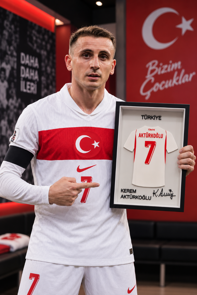 Kerem Aktürkoğlu - Türkiye Milli Takım - İmzalı Forma Çerçevesi