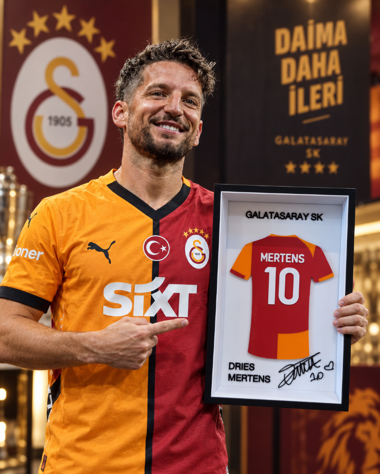 Icardi, Mertens, Sneijder, Hagi - Galatasaray Efsaneleri 4’lü İmzalı Forma Çerçevesi Seti