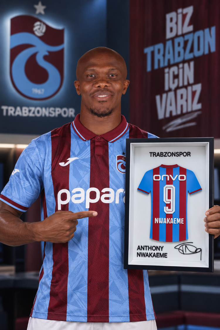 Anthony Nwakaeme - Trabzonspor - İmzalı Forma Çerçevesi