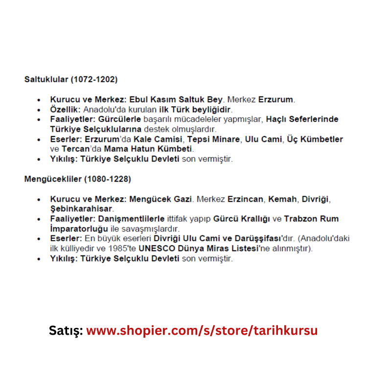 KPSS & EKPSS TARİH KAPSAMLI ÖĞRENCİ ÇALIŞMA NOTLARI (PDF)