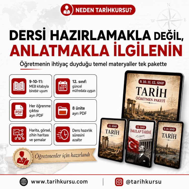 2026-2027 Zorunlu Tarih Dersleri Öğretmen Paketi | 9 + 10 + 11 + 12
