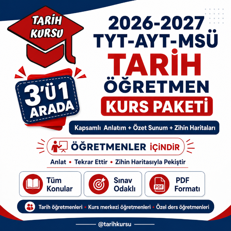 2026-2027 TYT-AYT-MSÜ Tarih Öğretmen Kurs Paketi 