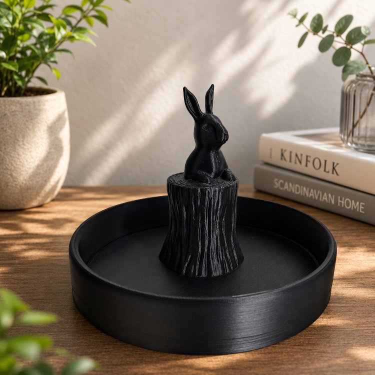 Tavşan Figürlü Dekoratif Organizer – 3D Baskı Takı, Yüzük ve Küçük Eşya Düzenleyici