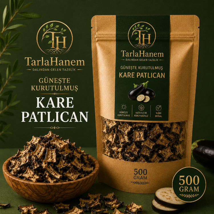 GÜNEŞTE KURUTULMUŞ KARE PATLICAN (500 GRAM)