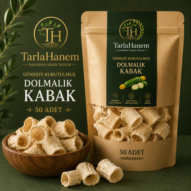 GÜNEŞTE KURUTULMUŞ DOMALIK KABAK ( 50 ADET )