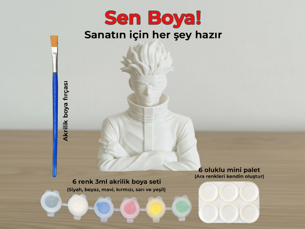 Gojo Satoru Figür Boyama Kiti - "En Güçlü" Büyücüyü Sen Tasarla