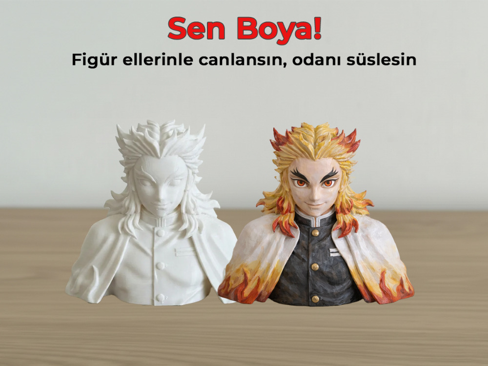 Rengoku Kyoujurou Figür Boyama Kiti - Kalbini Ateşle ve Sanatını Yansıt