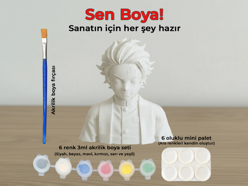 Tanjiro Kamado Figür Boyama Kiti - Kendi İblis Keser Hikayeni Başlat