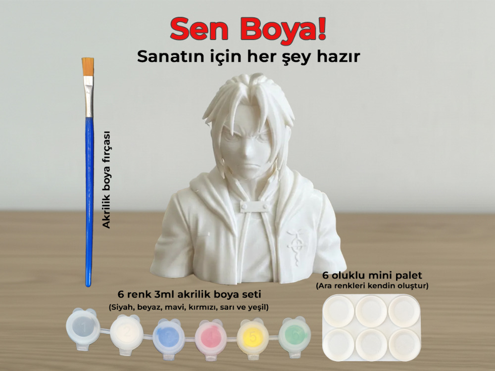 Edward Elric Figür Boyama Kiti - Metal Simyacı'nın Kaderini Sen Renklendir