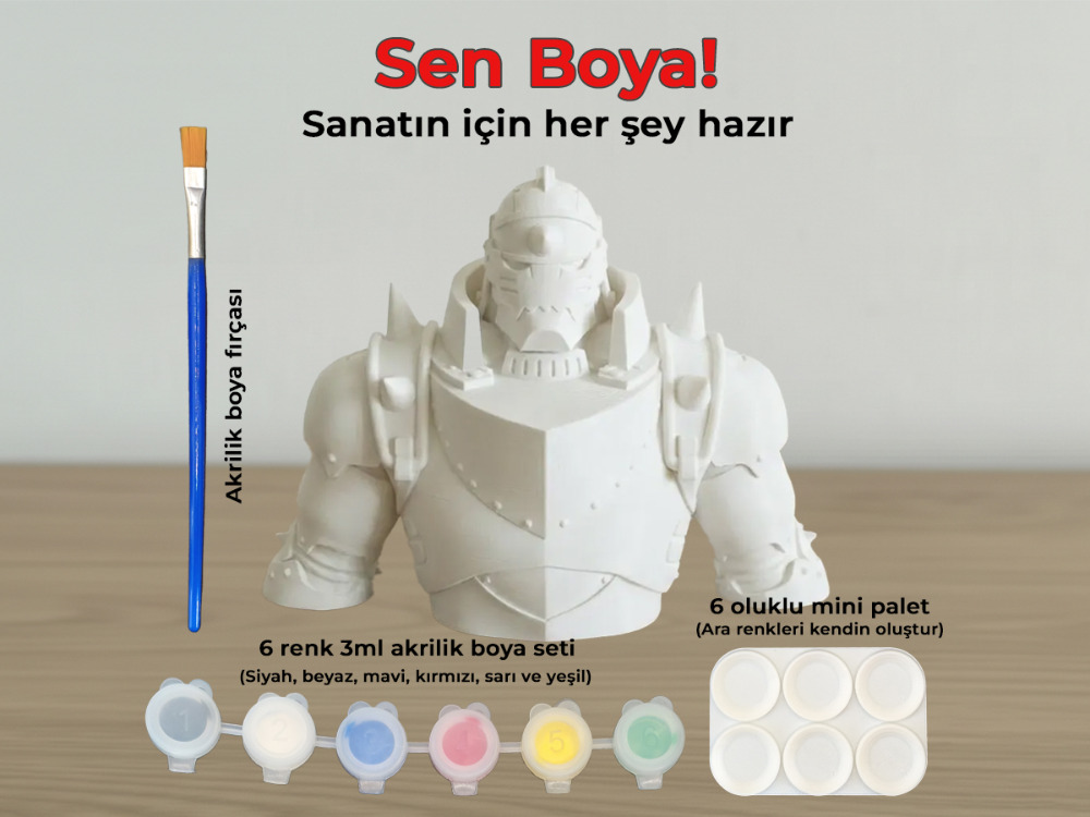 Alphonse Elric Figür Boyama Kiti - Bir Zırha Hapsedilmiş Koca Yürekli Sanat