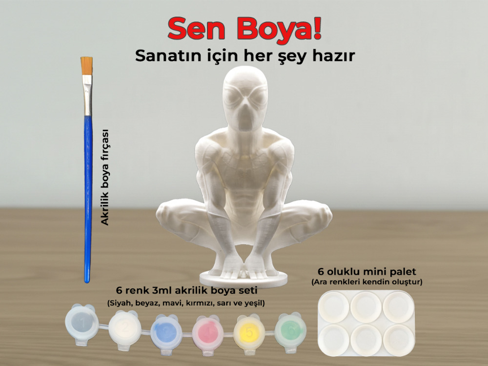 Spidey 3D Figür Boyama Kiti - Kendi Mahallenizin Kahramanını Renklendir