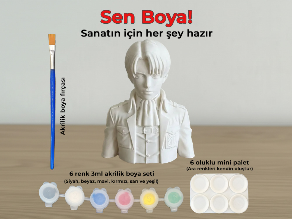 Levi Ackerman Figür Boyama Kiti - İnsanlığın En Güçlü Askerini Sen Renklendir