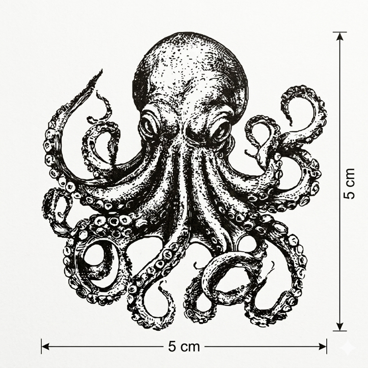 KÜÇÜK BOY AHTAPOT DÖVMESİ 5x5 MED-207