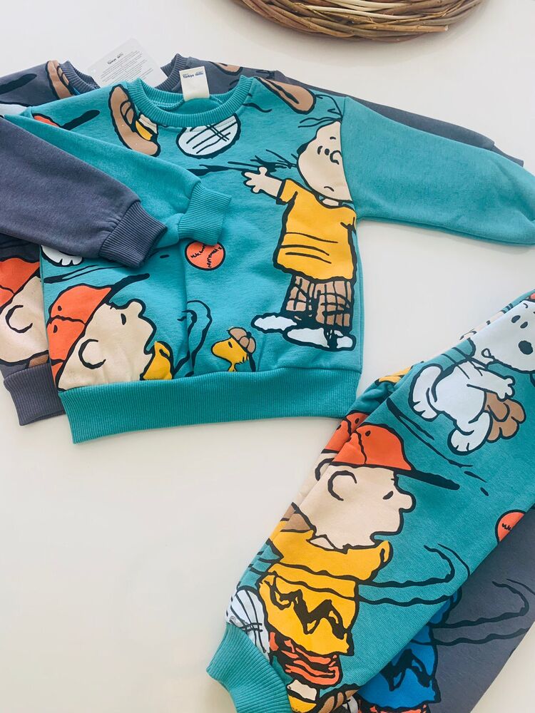 Snoppy Şardonlu Takım / Petrol Yeşili