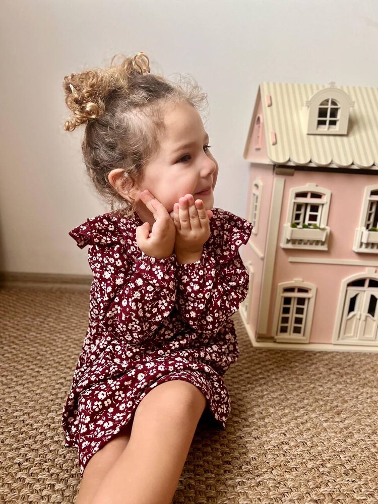 Kız çocuk elbise bordo ♥️