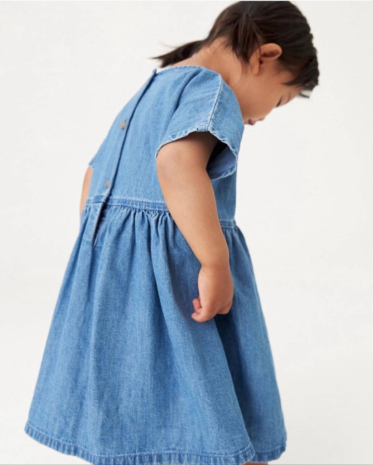 Kısa kollu denim elbise
