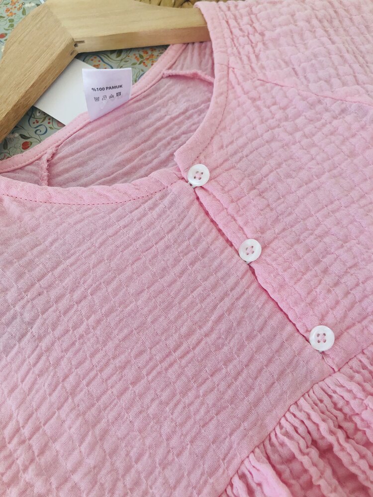 Pudra müslin elbise