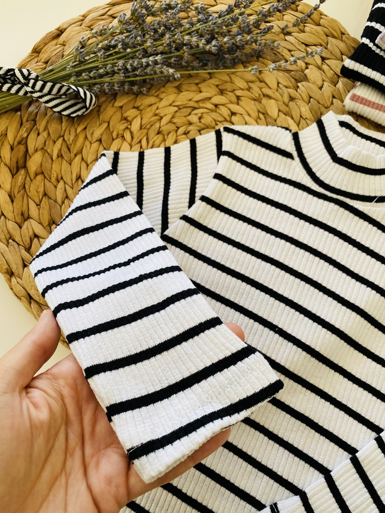 Balıkçı yala çizgili body / beyaz çizgili