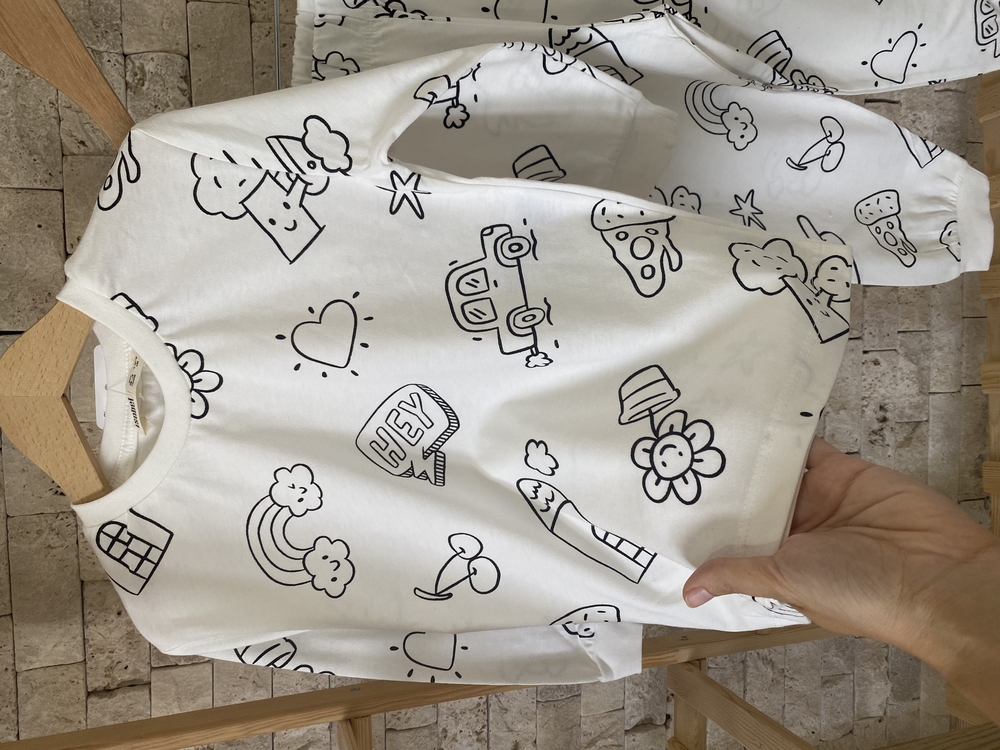 Boyamalı pijama takımı