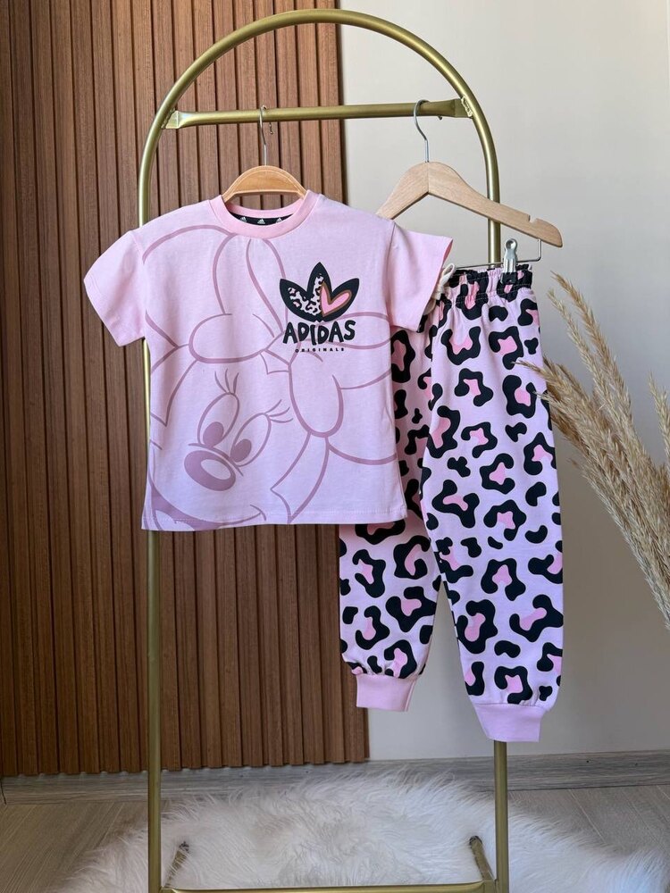Adidas kız yazlık takım pembe leopar