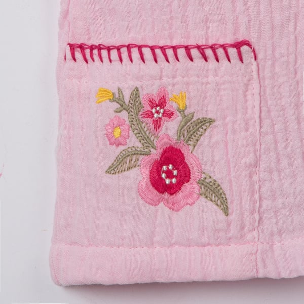 Nakış detaylı müslin takım/ Pembe