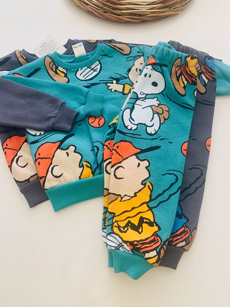 Snoppy Şardonlu Takım / Petrol Yeşili