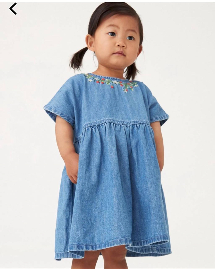 Kısa kollu denim elbise
