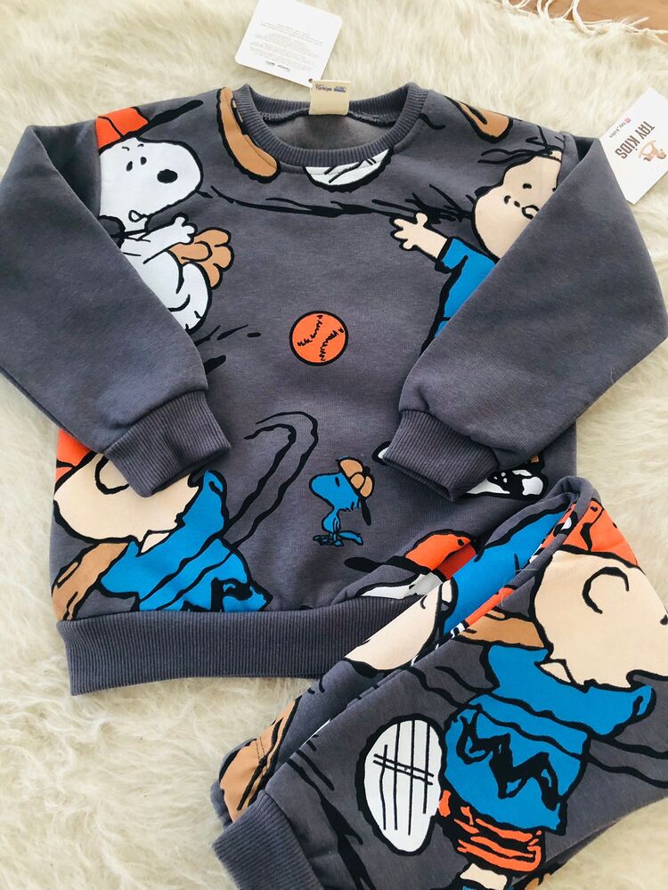 Snoppy Şardonlu Takım / Antrasit