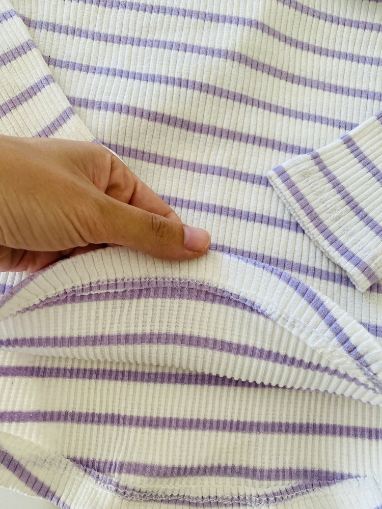 Balıkçı yaka çizgili body / Lila çizgili