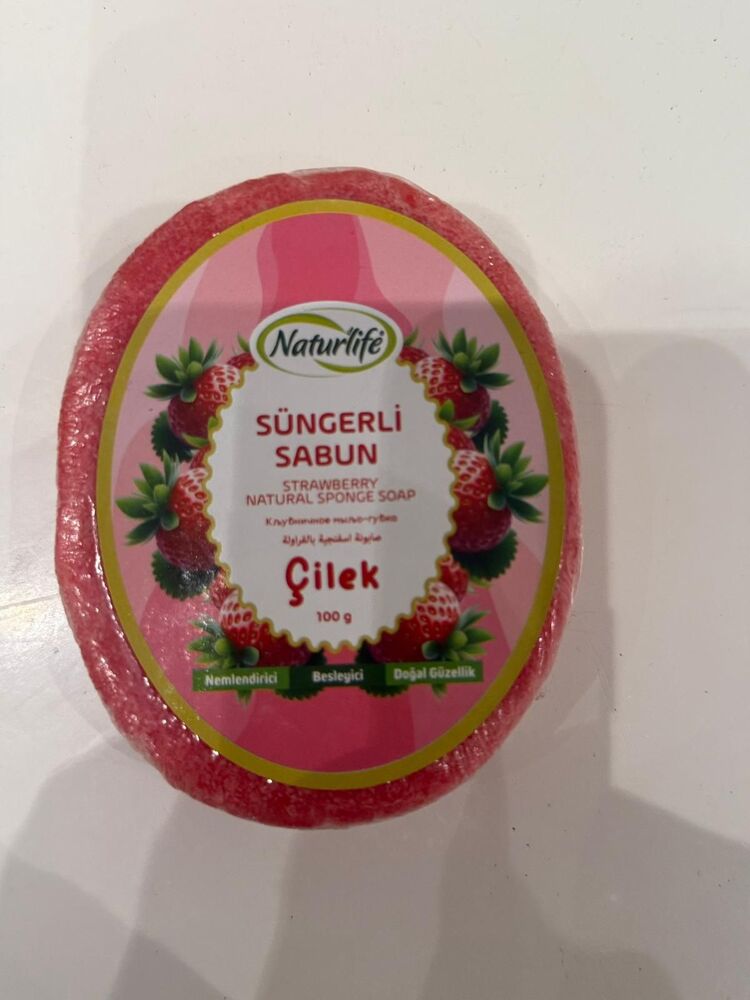 Çilekli Süngerli Büyük Boy Sabun