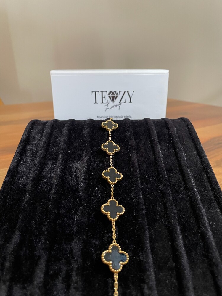 Vintage Alhambra Van Cleef & Arpels bilezik, 5 motif SİYAH-GOLD