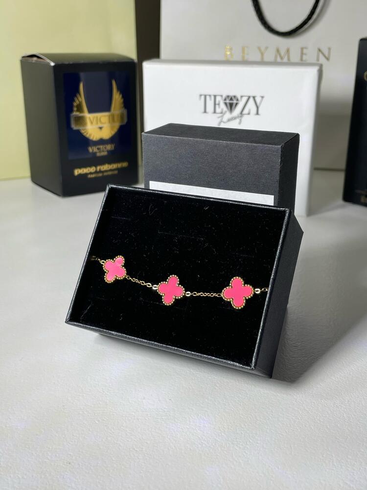 Vintage Alhambra Van Cleef bilezik, 5 motif PEMBE-GOLD