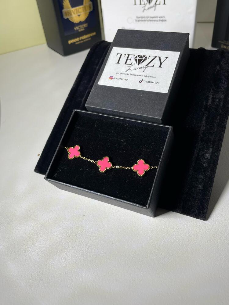 Vintage Alhambra Van Cleef bilezik, 5 motif PEMBE-GOLD