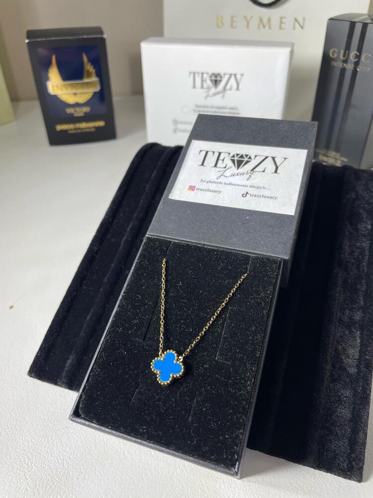 Vintage Alhambra Van Cleef kolye, 1 motif MAVİ-GOLD