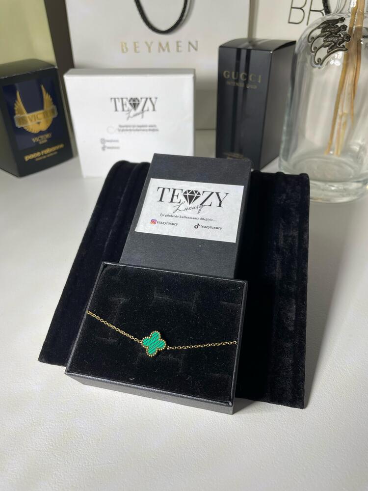 Vintage Alhambra Van Cleef bilezik, 1 motif YEŞİL-GOLD