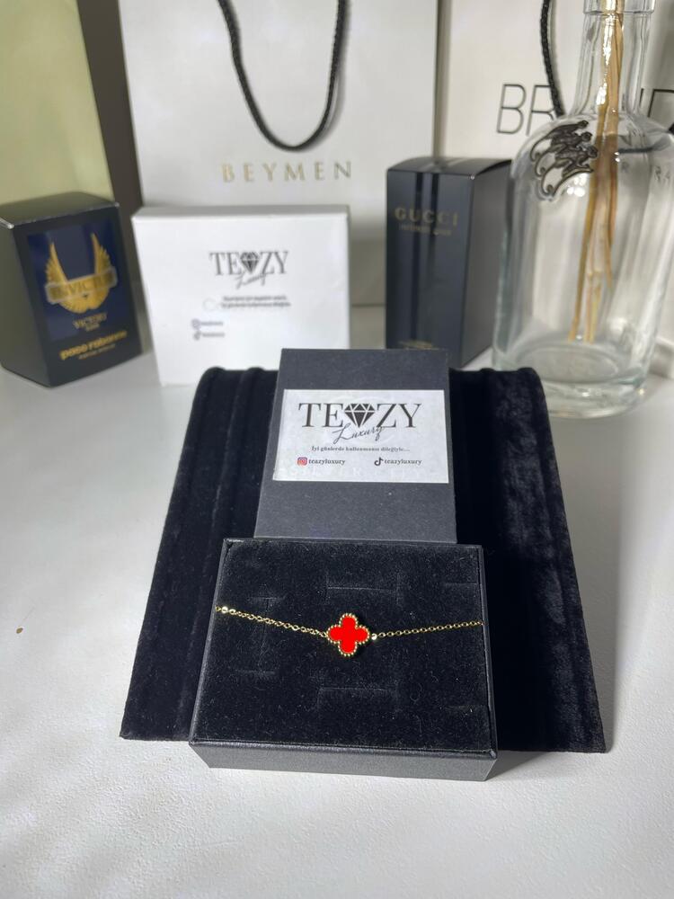 Vintage Alhambra Van Cleef bilezik, 1 motif KIRMIZI-GOLD