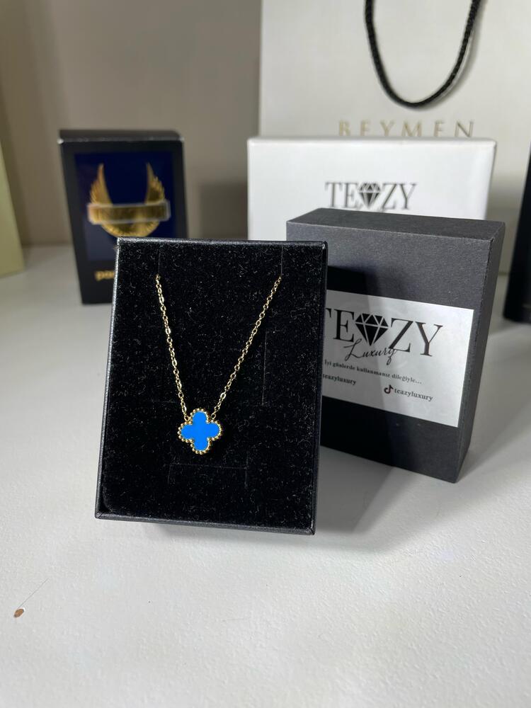 Vintage Alhambra Van Cleef kolye, 1 motif MAVİ-GOLD