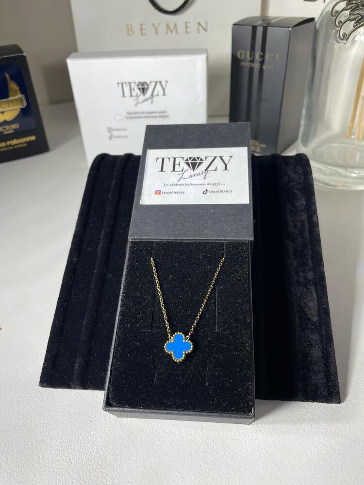 Vintage Alhambra Van Cleef kolye, 1 motif MAVİ-GOLD