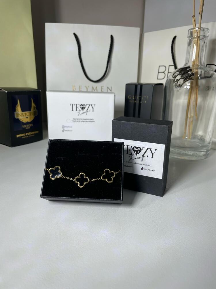 Vintage Alhambra Van Cleef & Arpels bilezik, 5 motif SİYAH-GOLD