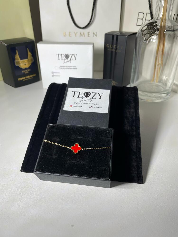 Vintage Alhambra Van Cleef bilezik, 1 motif KIRMIZI-GOLD