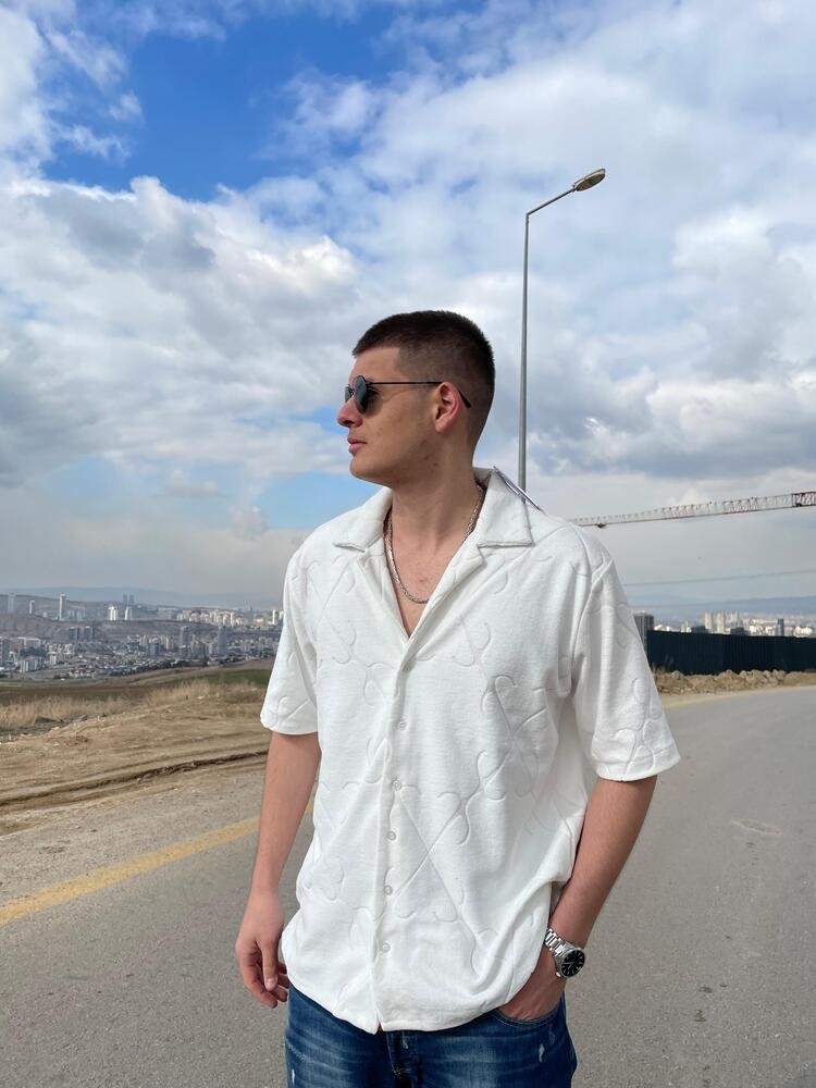 Off White Beyaz Havlu Gömlek