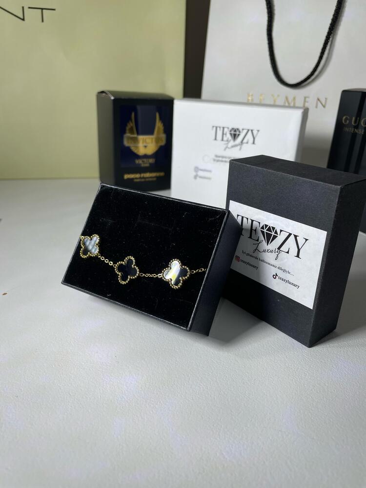 Vintage Alhambra Van Cleef & Arpels bilezik, 5 motif SİYAH-GOLD