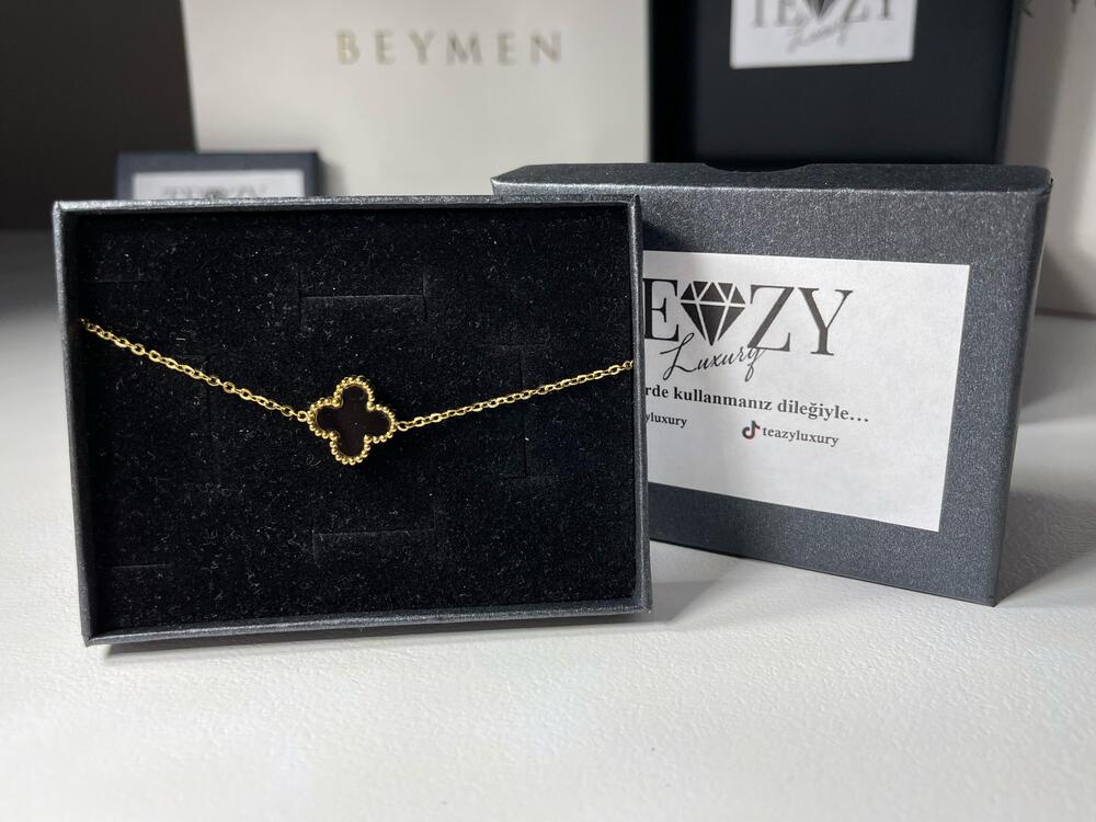 Vintage Alhambra Van Cleef bilezik, 1 motif SİYAH-GOLD