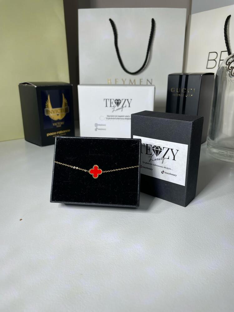 Vintage Alhambra Van Cleef bilezik, 1 motif KIRMIZI-GOLD