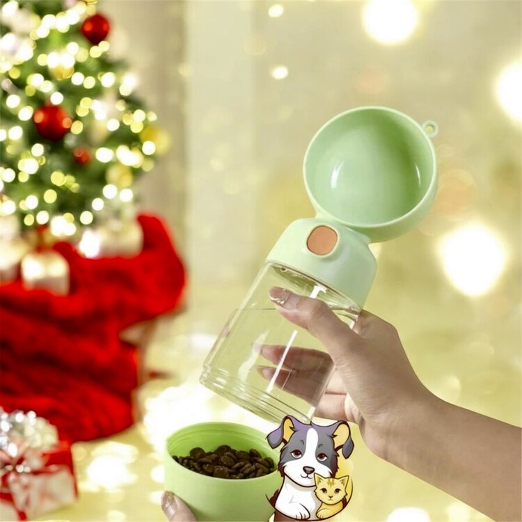 YEŞİL-Mama Hazneli Evcil Hayvan Suluğu (400 ml SU+180 ml MAMA)