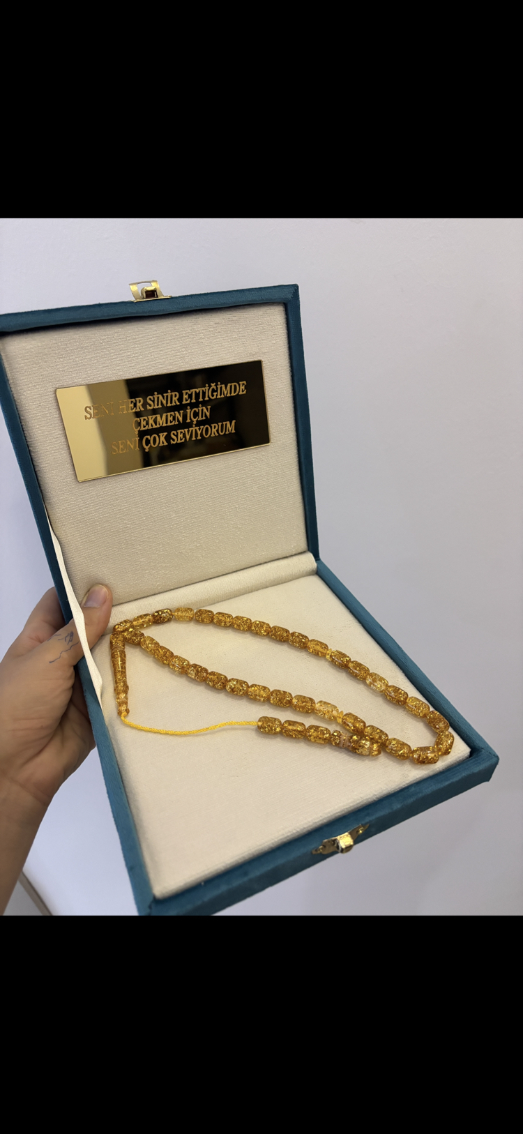 Golden rosary şeffaf set