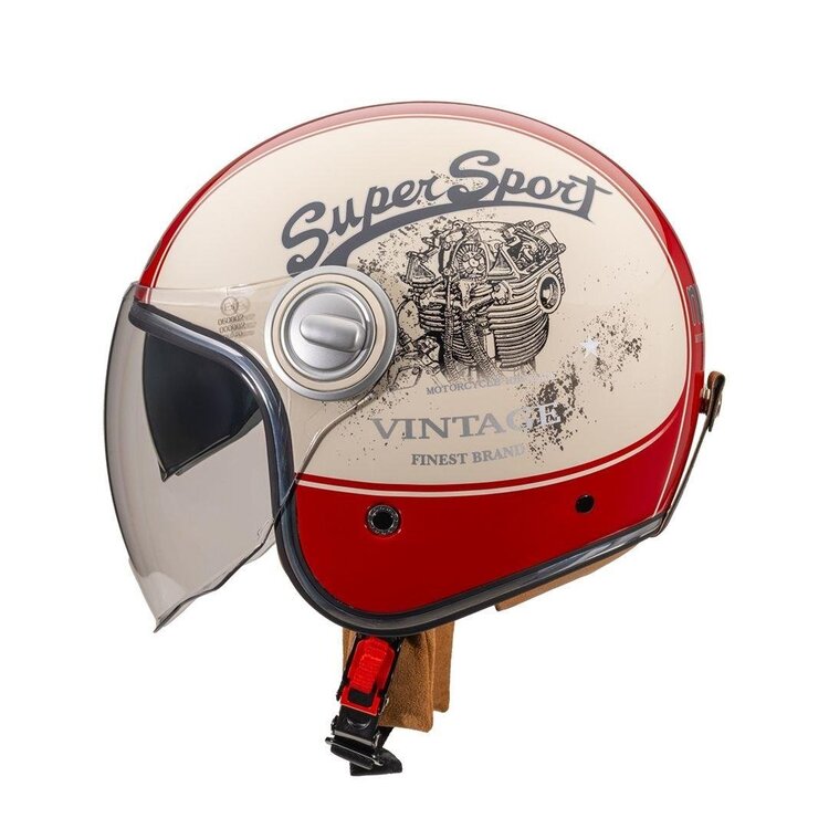 Nukro B-108 Super Sport Cream-Red Açık Kask