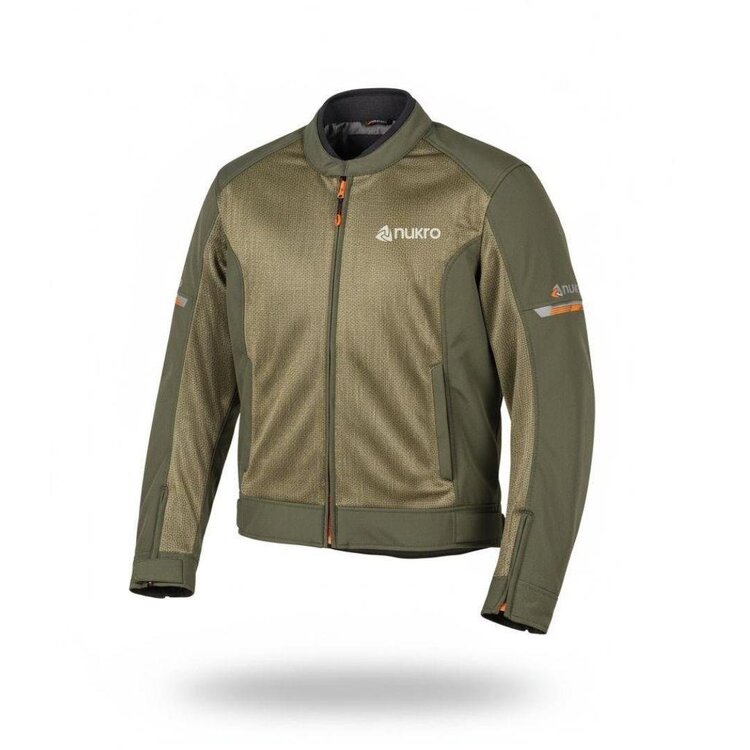 Nukrowear Jasper Asker Yeşili Softshell Erkek Motosiklet Ceketi
