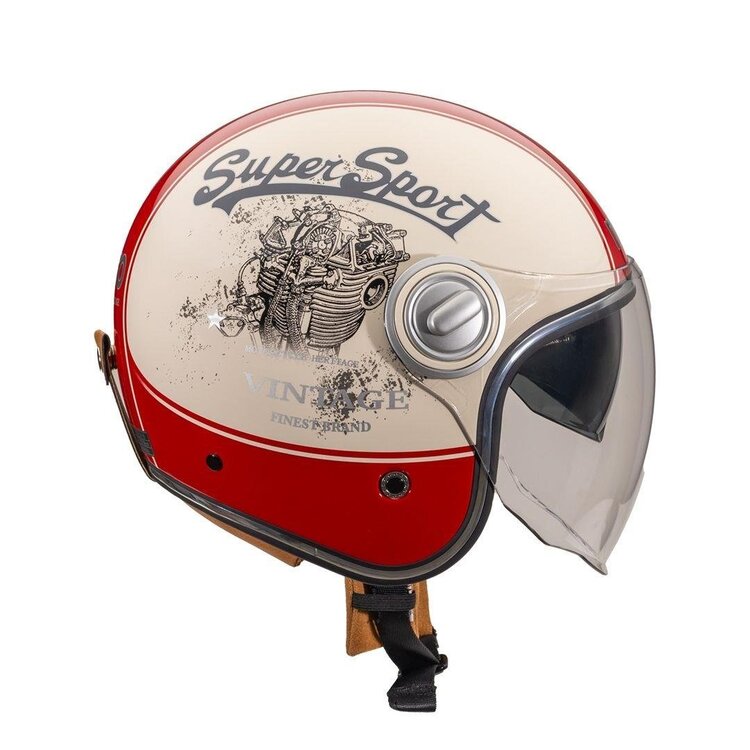 Nukro B-108 Super Sport Cream-Red Açık Kask