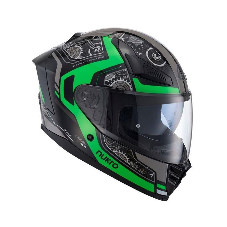 Nukro YM-853 Combat Green Black Kapalı Kask
